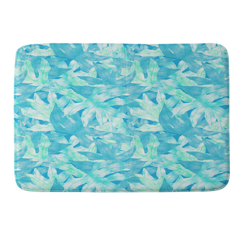 Aimee St Hill Aqua Leaves Memory Foam Bath Mat