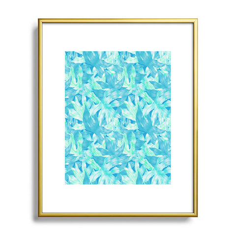Aimee St Hill Aqua Leaves Metal Framed Art Print