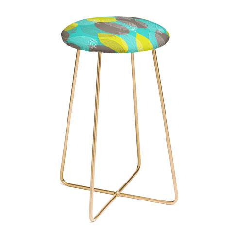 Aimee St Hill Big Leaves Blue Counter Stool