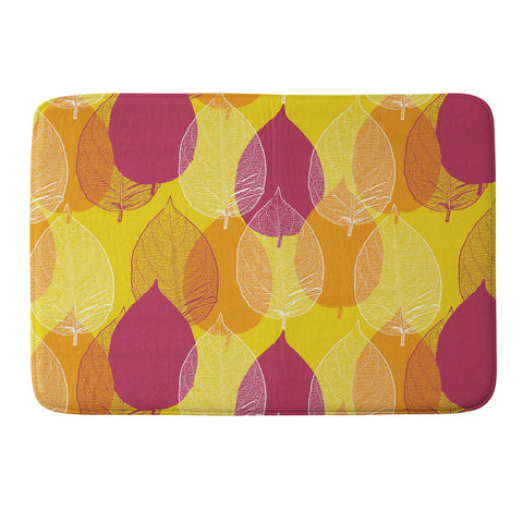 Aimee St Hill Big Leaves Yellow Memory Foam Bath Mat