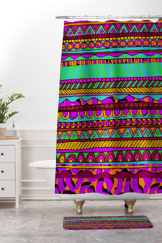 Aimee St Hill Bright Tribal Shower Curtain And Mat