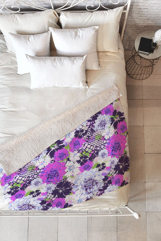 Aimee St Hill Croc And Flowers Blue Fleece Throw Blanket