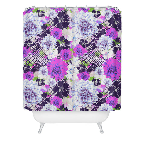 Aimee St Hill Croc And Flowers Blue Shower Curtain