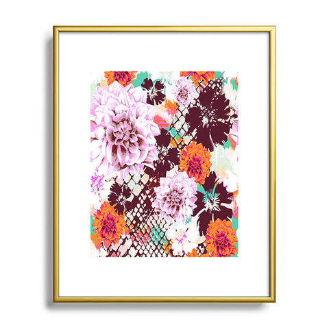 Aimee St Hill Croc And Flowers Orange Metal Framed Art Print