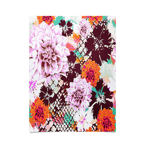 Aimee St Hill Croc And Flowers Orange Poster