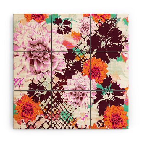 Aimee St Hill Croc And Flowers Orange Wood Wall Mural