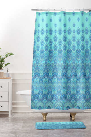 Aimee St Hill Farah Blooms Blue Shower Curtain And Mat
