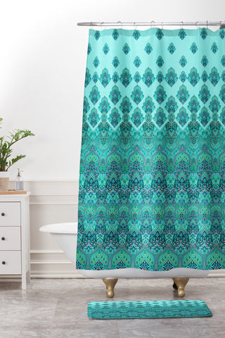 Aimee St Hill Farah Blooms Mint Shower Curtain And Mat