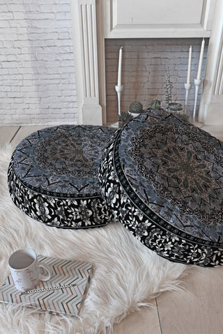 Aimee St Hill Farah Gray Floor Pillow Round