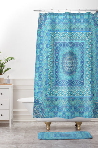 Aimee St Hill Farah Squared Blue Shower Curtain And Mat