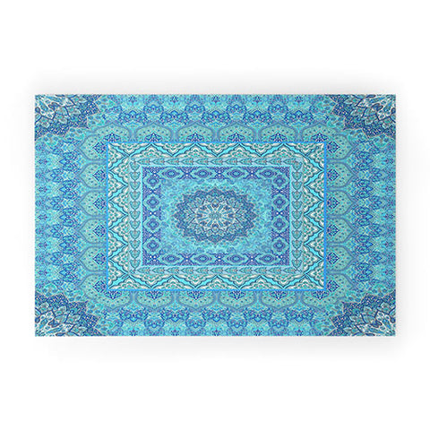 Aimee St Hill Farah Squared Blue Welcome Mat