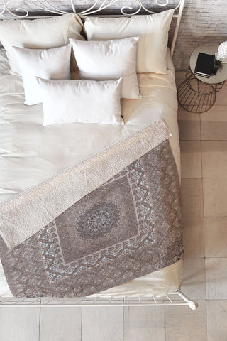 Aimee St Hill Farah Squared Neutral Fleece Throw Blanket