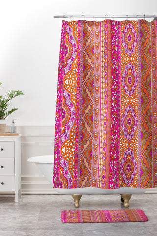 Aimee St Hill Farah Stripe Blush Shower Curtain And Mat