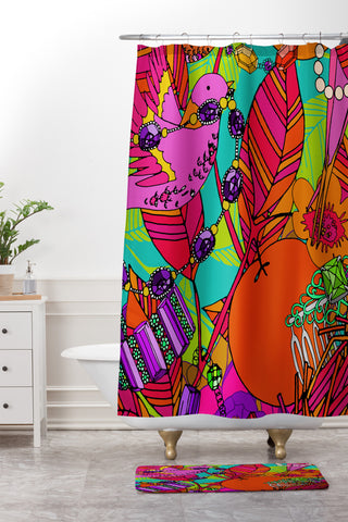 Aimee St Hill Gems And Birds Shower Curtain And Mat