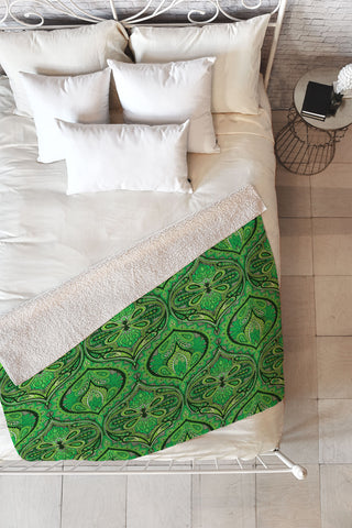 Aimee St Hill Ogee Green Fleece Throw Blanket
