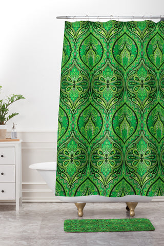 Aimee St Hill Ogee Green Shower Curtain And Mat