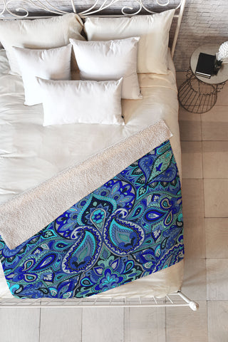 Aimee St Hill Paisley Blue Fleece Throw Blanket