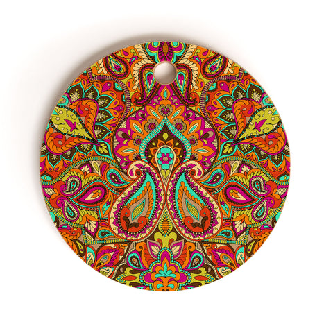 Aimee St Hill Paisley Orange Cutting Board Round