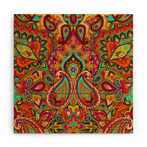 Aimee St Hill Paisley Orange Wood Wall Mural