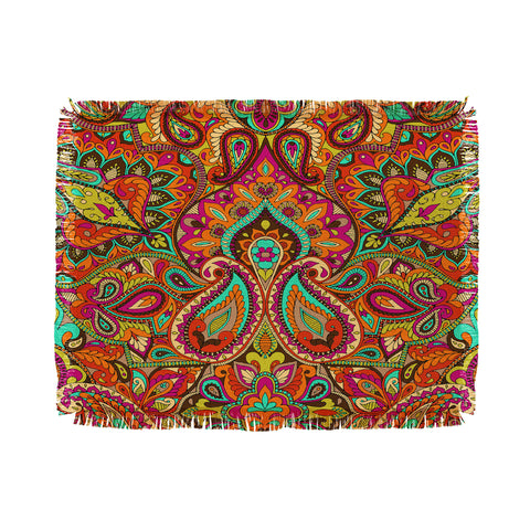 Aimee St Hill Paisley Orange Throw Blanket