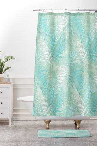 Aimee St Hill Pale Palm Shower Curtain And Mat