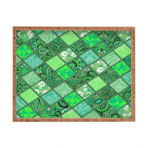 Aimee St Hill Patchwork Paisley Green Rectangular Tray