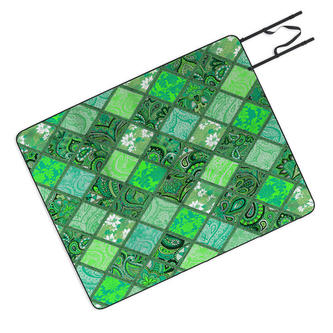 Aimee St Hill Patchwork Paisley Green Picnic Blanket