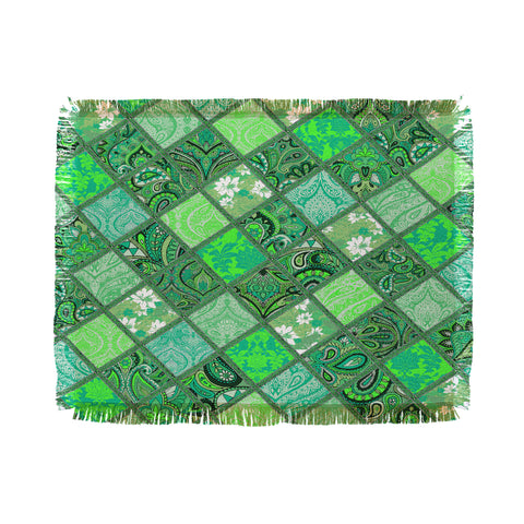 Aimee St Hill Patchwork Paisley Green Throw Blanket