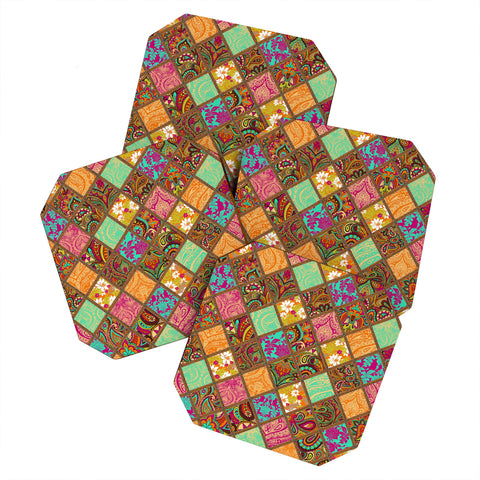 Aimee St Hill Patchwork Paisley Orange Coaster Set