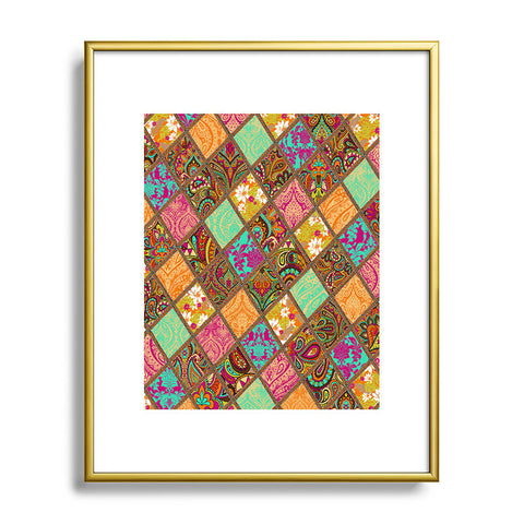 Aimee St Hill Patchwork Paisley Orange Metal Framed Art Print