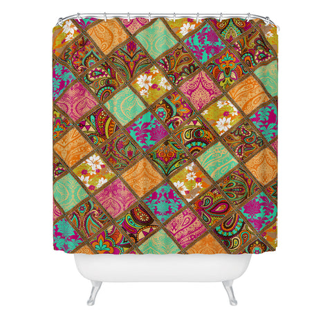 Aimee St Hill Patchwork Paisley Orange Shower Curtain