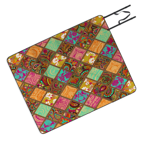 Aimee St Hill Patchwork Paisley Orange Picnic Blanket