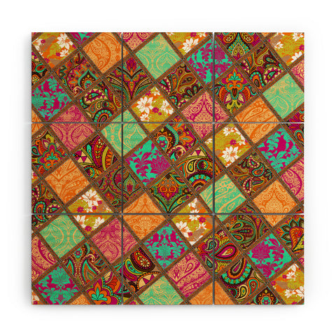Aimee St Hill Patchwork Paisley Orange Wood Wall Mural
