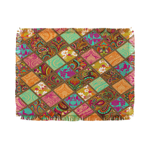 Aimee St Hill Patchwork Paisley Orange Throw Blanket