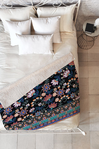 Aimee St Hill Semera Floral Midnight Fleece Throw Blanket
