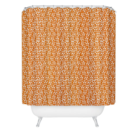 Aimee St Hill Skulls Orange Shower Curtain