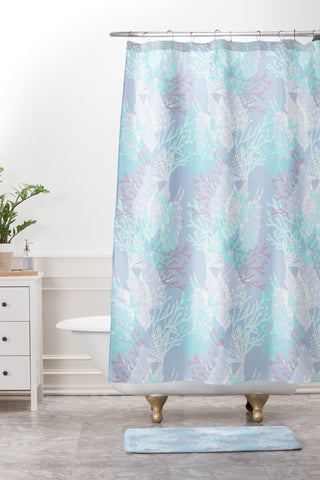 Aimee St Hill Tiger Fish Blue Shower Curtain And Mat