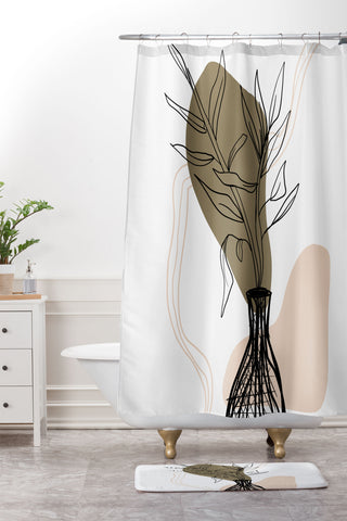 Aleeya Jones Abstract leaves I Shower Curtain And Mat