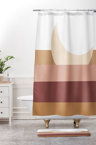 Aleeya Jones Boho moon Shower Curtain And Mat