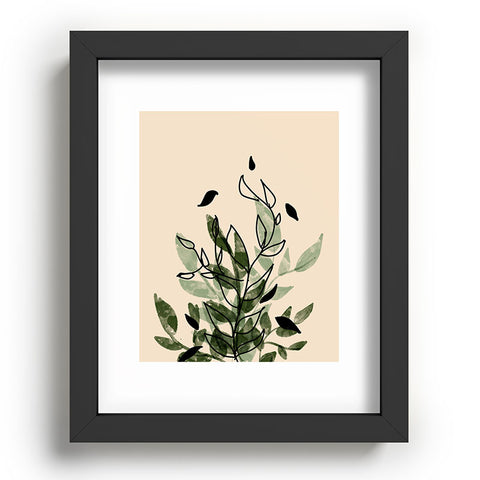Aleeya Jones Green and black leaves Recessed Framing Rectangle