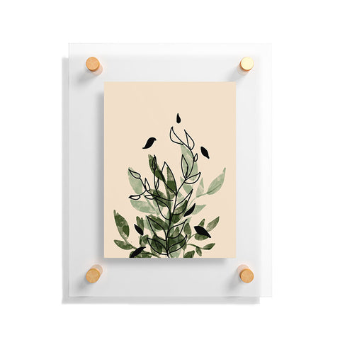 Aleeya Jones Green and black leaves Floating Acrylic Print