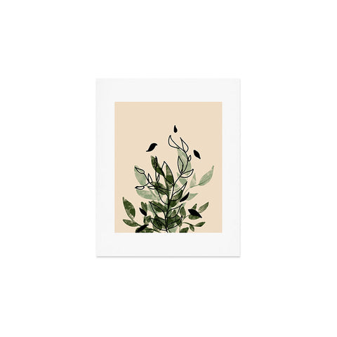 Aleeya Jones Green and black leaves Art Print