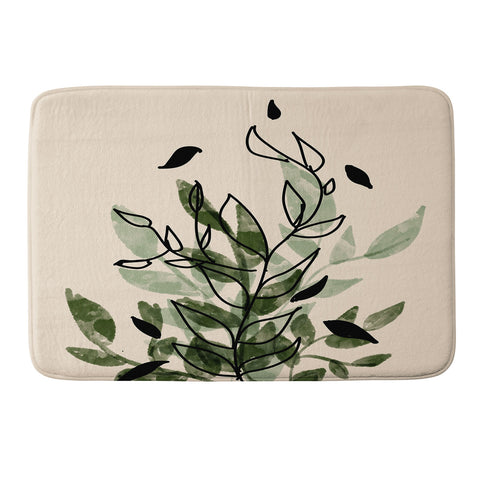 Aleeya Jones Green and black leaves Memory Foam Bath Mat