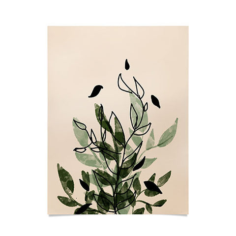 Aleeya Jones Green and black leaves Poster