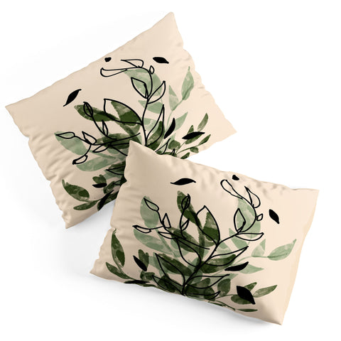Aleeya Jones Green and black leaves Pillow Shams