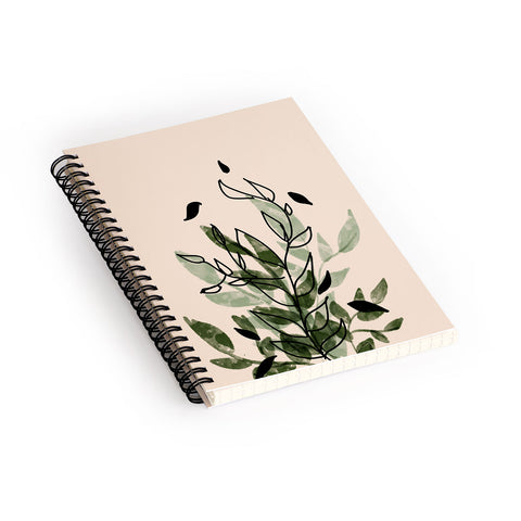 Aleeya Jones Green and black leaves Spiral Notebook