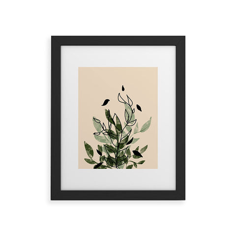 Aleeya Jones Green and black leaves Framed Art Print