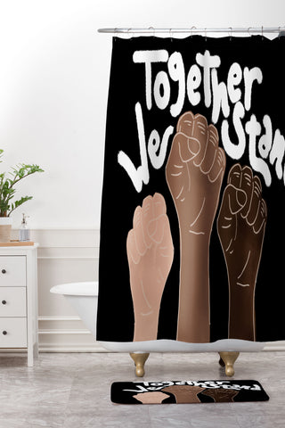 Aleeya Jones Together We stand Black Shower Curtain And Mat
