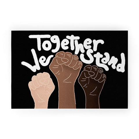 Aleeya Jones Together We stand Black Welcome Mat