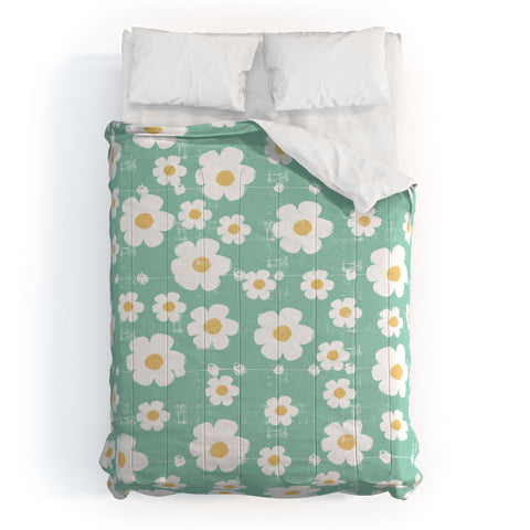 Ali Benyon Aqua Daisy Comforter